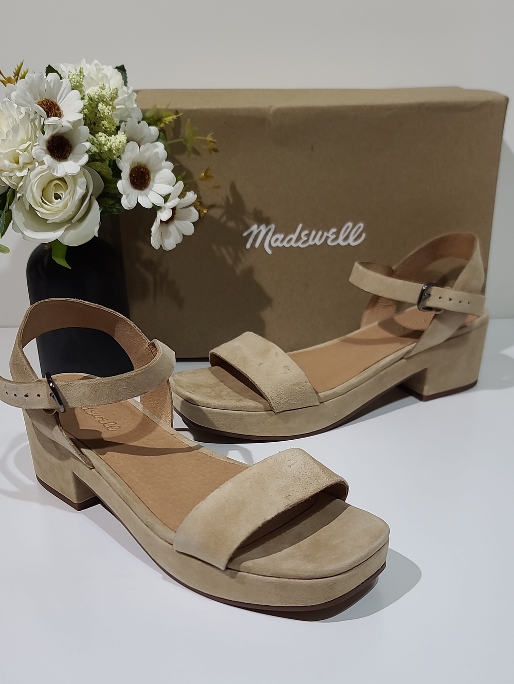 Madewell Sora Flatform Suede Sandals / Earthen Sand US Women's 9.5 New